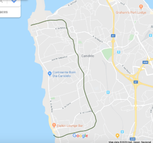 Выделенный кусок территории на карте Vila Nova de Gaia